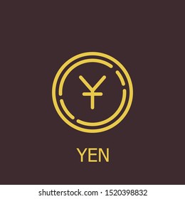 Outline yen vector icon. Yen illustration for web, mobile apps, design. Yen vector symbol.