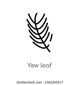outline yew leaf vector icon. isolated black simple line element illustration from nature concept. editable vector stroke yew leaf icon on white background