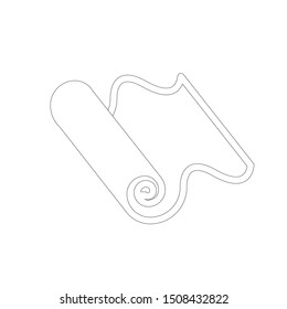 Outline yoga mat vector icon isolated on white background