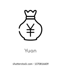 outline yuan vector icon. isolated black simple line element illustration from asian concept. editable vector stroke yuan icon on white background