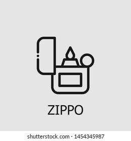 Outline zippo vector icon. Zippo illustration for web, mobile apps, design. Zippo vector symbol.