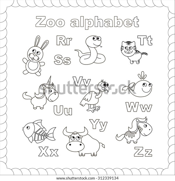 Outline Zoo Alphabet Be Colored Letters Stock Vector (Royalty Free ...