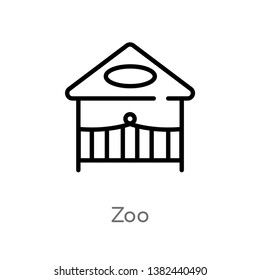 outline zoo vector icon. isolated black simple line element illustration from entertainment and arcade concept. editable vector stroke zoo icon on white background