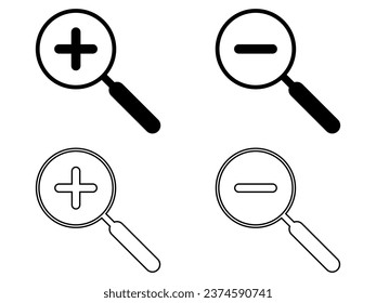 Umriss-Zoom im Zoom-Out-Symbolsatz
