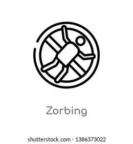 outline zorbing vector icon. isolated black simple line element illustration from free time concept. editable vector stroke zorbing icon on white background