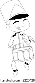 Outlined The 12 Days Of Christmas - 12Th Day - Twelve Drummers Drumming. Vector Hand Drawn Illustration Isolated On Transparent Background