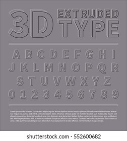 Outlined 3D Extruded Type and Alphabet with Numbers | EPS10 Vector