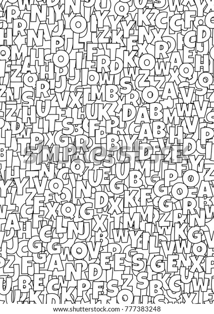 Outlined Abstract Alphabet Letters Doodle Antistress Stock Vector ...