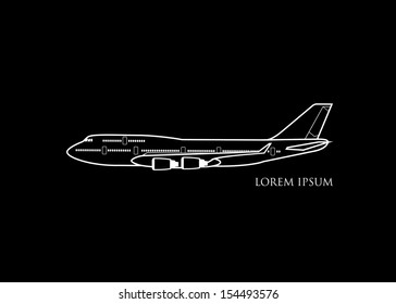 Outlined aircraft - vector illustration