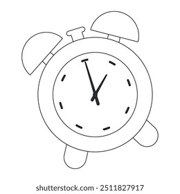 Outlined alarm clock in simple black and white Vector