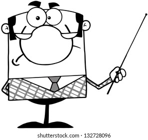 Outlined Angry Business Manager With Pointer