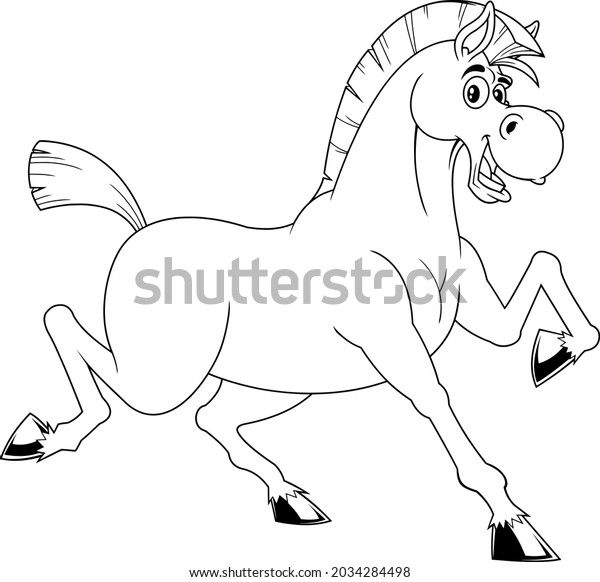 Outlined Angry Horse Cartoon Mascot Character Stock Vector (Royalty ...