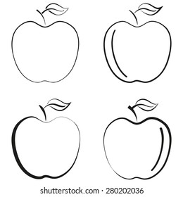 outlined apple fruit icon black silhouette logo vector design element