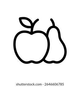 Outlined Apple and Pear Duo. Icon Symbol Illustration