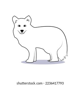Fox ártica delineada, ilustración vectorial, animal invernal aislado en blanco