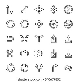 Outlined Arrows Vector Icon Set