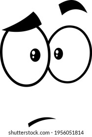 Outlined Astonished Cartoon Funny Face With Panic Expression. Vector Illustration Isolated On White Background