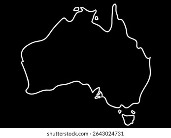 Outlined Australia Map with Boundaries