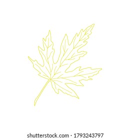 Umrissenes Herbstblatt mit farbiger Kontur, isoliertes Objekt für saisonales Design, einfache Herbstzierungskollektion in handgezeichneter Doodle-Stilkarte, Einladungen, Thanksgiving