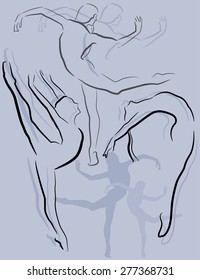 Outlined ballet dancers