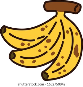 Outlined banana with brown spots