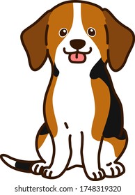 Outlined Beagle sitting in front view