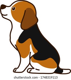 Outlined Beagle sitting in side view