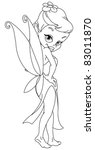 Outlined beautiful fairy. Vector line art illustration coloring page.