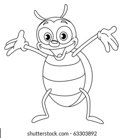 Outlined beetle. Vector line art illustration coloring page.