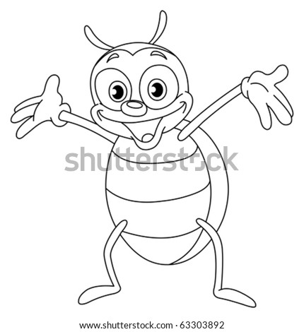 Outlined beetle. Vector line art illustration coloring page.