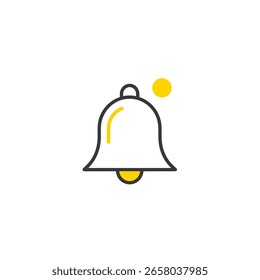 Outlined bell icon, simple design, with a yellow accent.