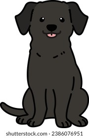 Outlined black Labrador sitting front view illustration