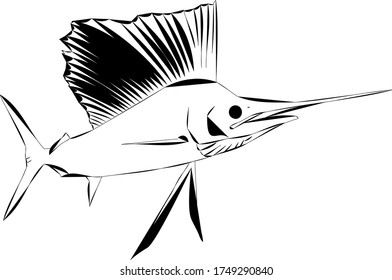 Outlined black vector sailfish design