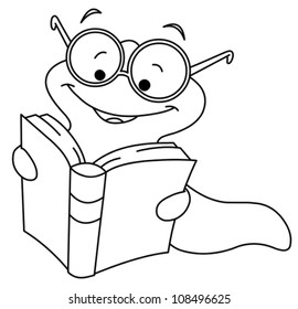Outlined Book Worm