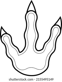 Outlined Bottom Allosaurus Dinosaur Paw With Claws Print Logo Design. Vector Hand Drawn Illustration Isolated On White Background