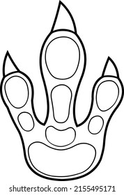 Outlined Bottom Tyrannosaurus Rex Dinosaur Paw With Claws Print Logo Design. Vector Hand Drawn Illustration Isolated On White Background