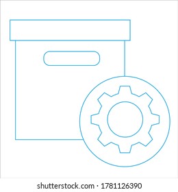 outlined box with setting gear icon. Vector Line Icons Vector illustration, EPS 10.