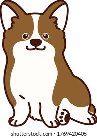 Outlined brown Corgi sitting in front view