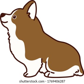 Outlined brown Corgi sitting in side view