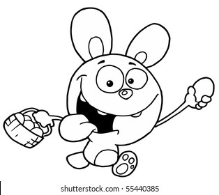  Outlined Bunny Hunting Easter Eggs