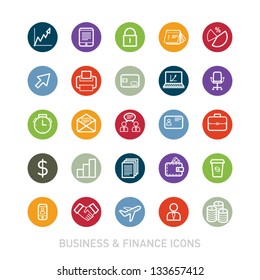 Outlined Business and Finance Icon Set Collection