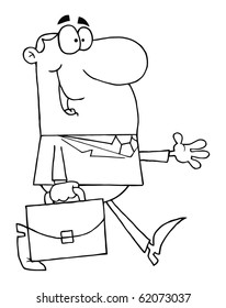 Outlined Businessman Walking