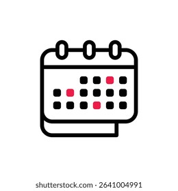 Outlined Calendar Stroke Icon for Scheduling Tasks, Marking Dates, Setting Reminders, Organizing Events, and Managing Personal or Team Agendas