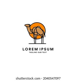 Outlined camel colorful and white version with desert background suitable for company service logo