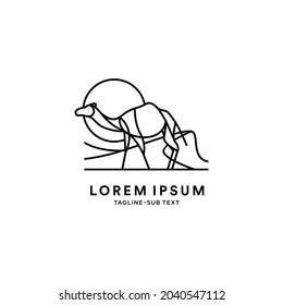 Outlined camel colorful and white version with desert background suitable for company service logo