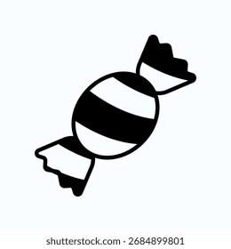 Outlined Candy Drawing Featuring Wrappers in Elegant Black and White