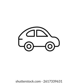 Outlined car icon on a white background for various design purposes