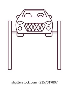 Outlined Car Lift Icon. Vector Illustration