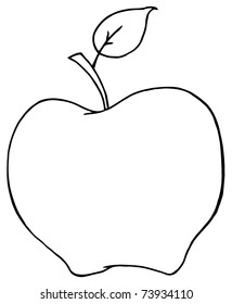Outlined Cartoon Apple