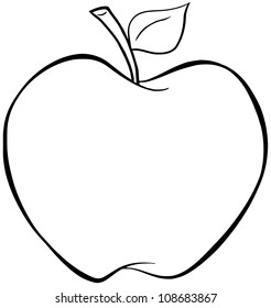 apple outline cartoon drawing outlined vector line draw lines fruits sketch red shutterstock apples coloring small illustration